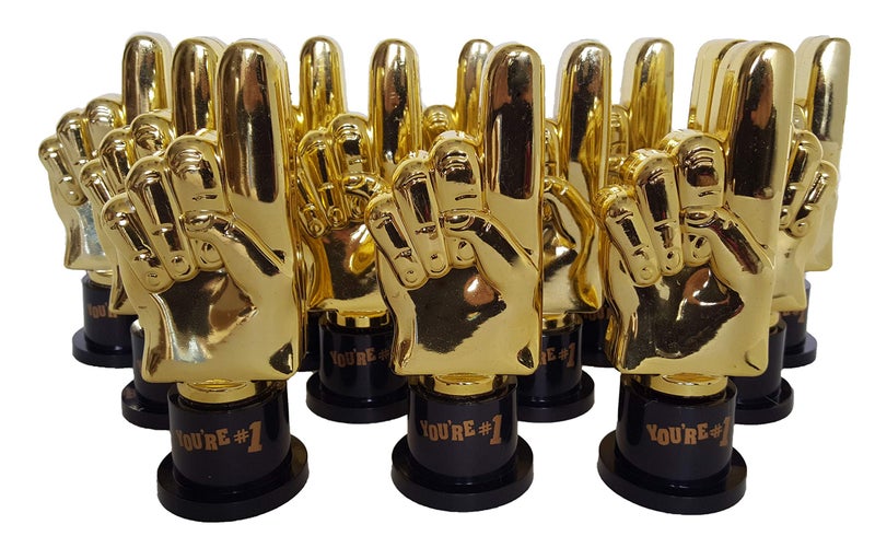 Dondor Plastic Gold Trophy Awards - Bulk Trophy Awards! (You're #1)